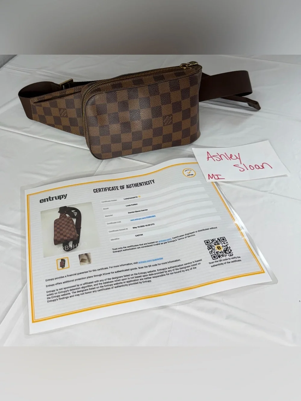 Louis Vuitton Damier Ebene Geronimos body bag with COA and dust bag